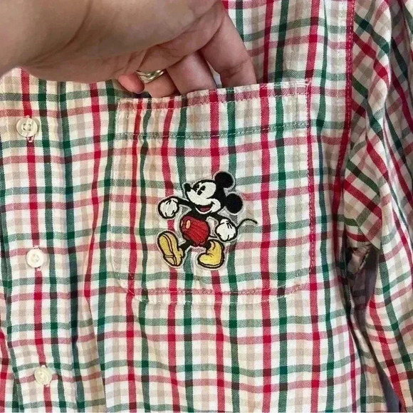 Disney Men’s Embroidered Mickey Mouse Vintage Plaid Button Down Shirt Size S - Picture 6 of 8